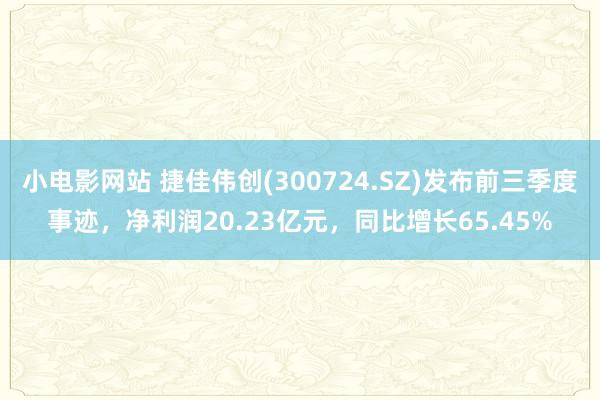 小电影网站 捷佳伟创(300724.SZ)发布前三季度事迹，净利润20.23亿元，同比增长65.45%