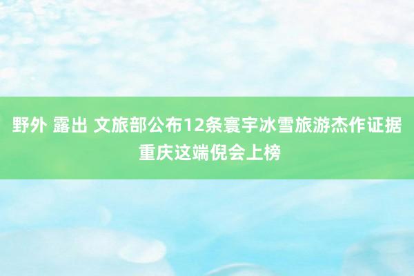 野外 露出 文旅部公布12条寰宇冰雪旅游杰作证据 重庆这端倪会上榜