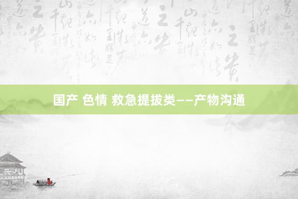 国产 色情 救急提拔类——产物沟通