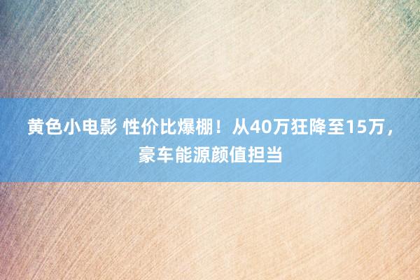 黄色小电影 性价比爆棚！从40万狂降至15万，豪车能源颜值担当