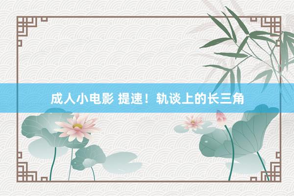 成人小电影 提速！轨谈上的长三角