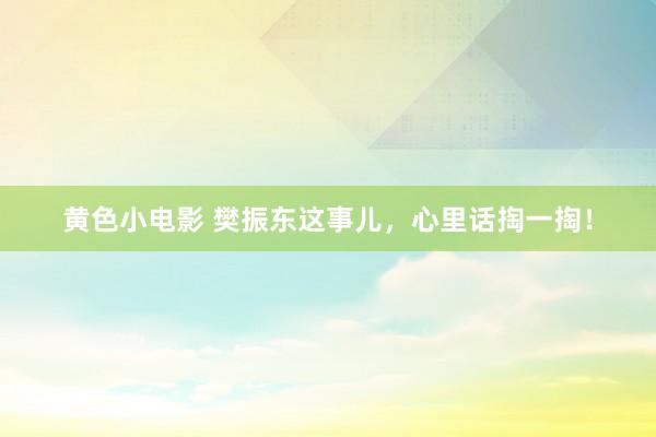 黄色小电影 樊振东这事儿，心里话掏一掏！