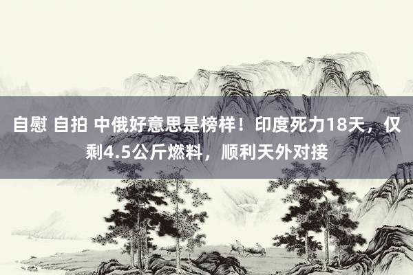 自慰 自拍 中俄好意思是榜样！印度死力18天，仅剩4.5公斤燃料，顺利天外对接