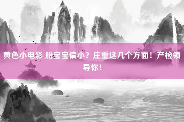 黄色小电影 胎宝宝偏小？庄重这几个方面！产检领导你！
