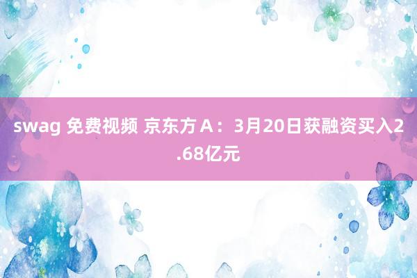 swag 免费视频 京东方Ａ：3月20日获融资买入2.68亿元