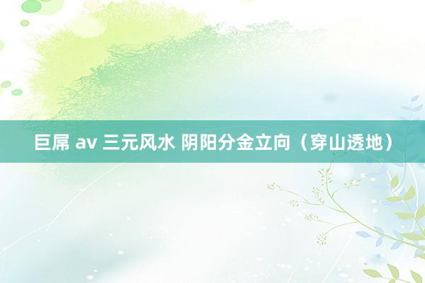 巨屌 av 三元风水 阴阳分金立向（穿山透地）