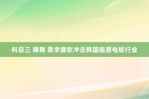 科目三 裸舞 需求疲软冲击韩国能源电板行业