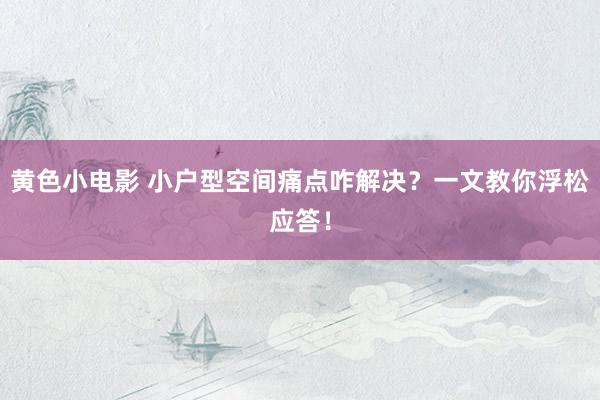 黄色小电影 小户型空间痛点咋解决？一文教你浮松应答！