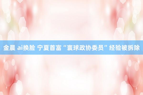 金晨 ai换脸 宁夏首富“寰球政协委员”经验被拆除
