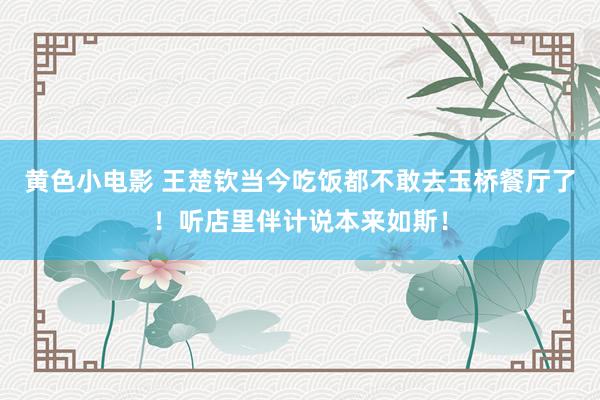 黄色小电影 王楚钦当今吃饭都不敢去玉桥餐厅了！听店里伴计说本来如斯！